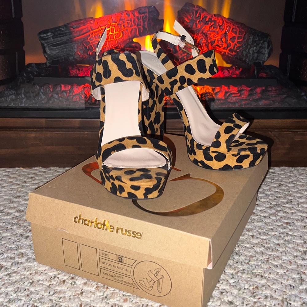 Charlotte Russe Leopard Suede Chunky Heel